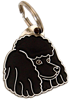 Poodle preto <br> (placa de identificação para cães, Gravado incluído)